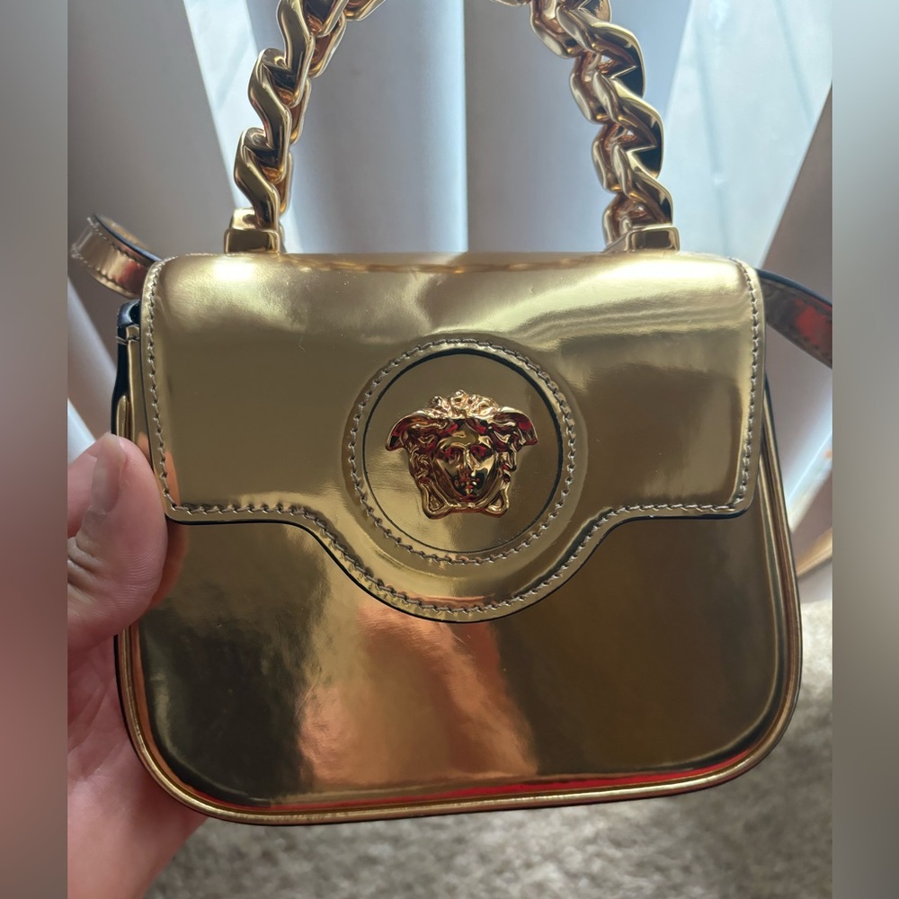 Versace Medusa chain handle Metallic Gold Bag